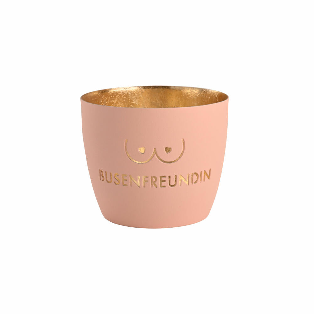 Gift Company Windlicht Madras Busenfreundin M, Tealight Holder, Candle Holder, Iron, Pastel Pink / Gold, H 8.5 cm, 1145304012