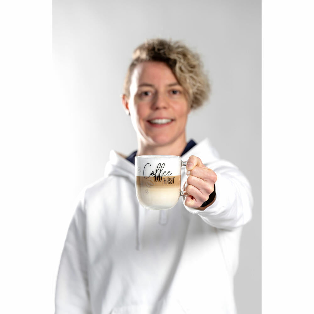 Leonardo Cup Ufficio Coffee First, Coffee Cup, Mug, Glass Cup, Soda-lime Glass, 400 ml, 047077