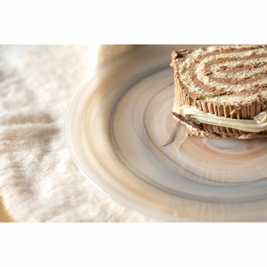 Leonardo plate Alabastro, dinner plate, decorative plate, glass, beige / black, Ø 25 cm, 026791