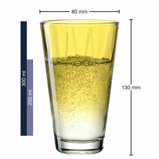 Leonardo drinking glass Twist, water glass, juice glass, soda-lime glass, yellow, 300 ml, 046970