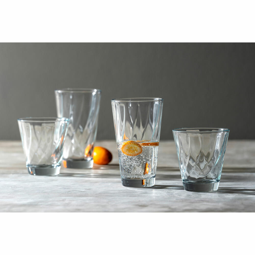 Leonardo drinking glass set Twist, 12 pcs, drinking glass, water glass, long drink glass, soda-lime glass, 023592
