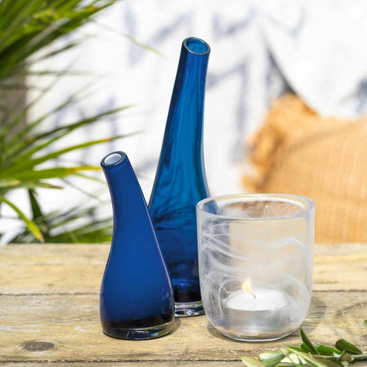 Leonardo Tischlicht Salerno, Teelichthalter, Windlicht, Kerzenhalter, Kalk-Natron-Glas, Weiß, H 11.5 cm, 053342