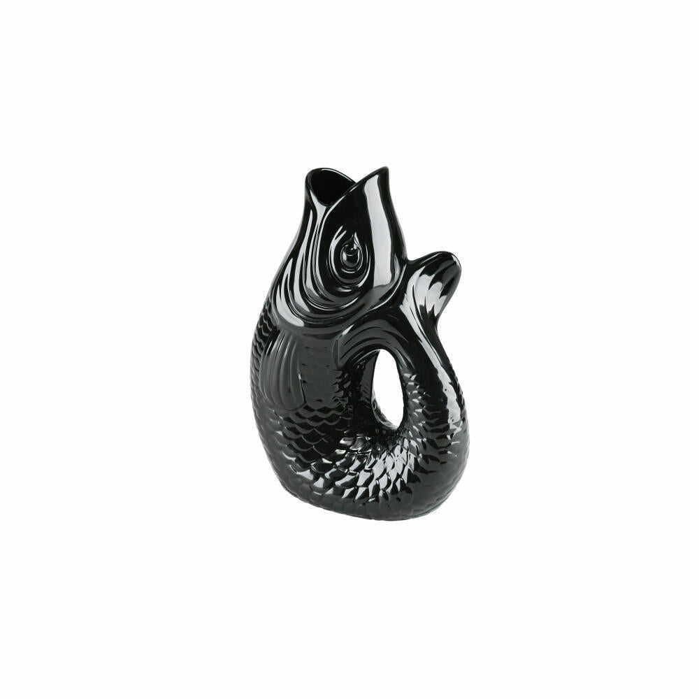 Gift Company Vase Monsieur Carafon L, Dekovase in Fisch-Form, Steingut, Schwarz, 31cm, 1087405002
