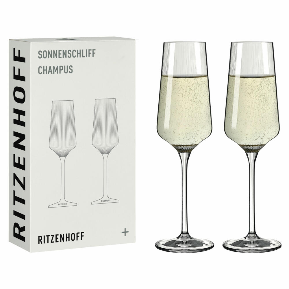 Ritzenhoff Champusglas 2er Set Sonnenschliff 001, Kristallglas, 230 ml, R-8000004