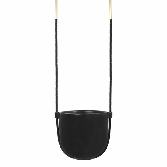 Umbra Bolo Hanging Planter for Indoors, Houseplant, Succulents, Ceramic / Brass, Black, 109 cm, 1009571-040