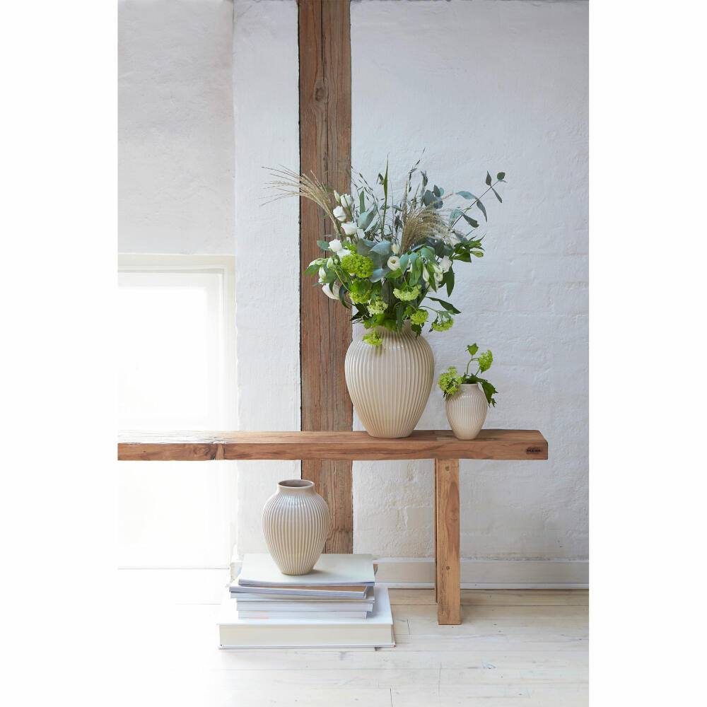 Knabstrup Vase Ripple, Dekovase, Blumenvase, Keramik, Sand, 27 cm, K1234-1
