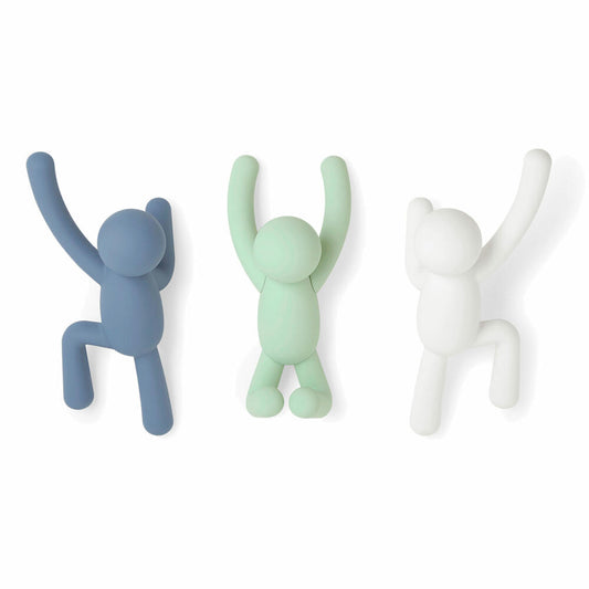 Umbra Buddy coat hooks, set of 3, clothes hooks, wardrobe hooks, wall hooks, plastic, pastel, 7.5 cm, 318165-370