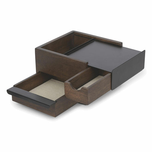 Umbra Mini Stowit Jewelry Box, Jewelry Box, Jewelry Compartment, Storage, Wood / Metal, Walnut / Black, 17 cm, 1005314-048