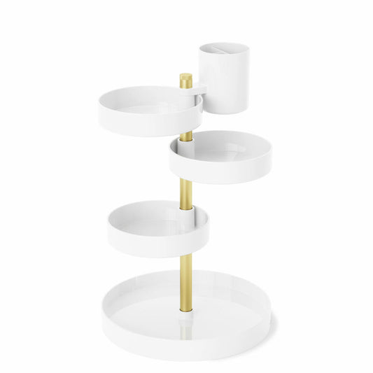 Umbra Cosmetic Organizer Pirouette, Make-Up Stand, Plastic, Steel, White, Brass, 35 cm, 1015097-524