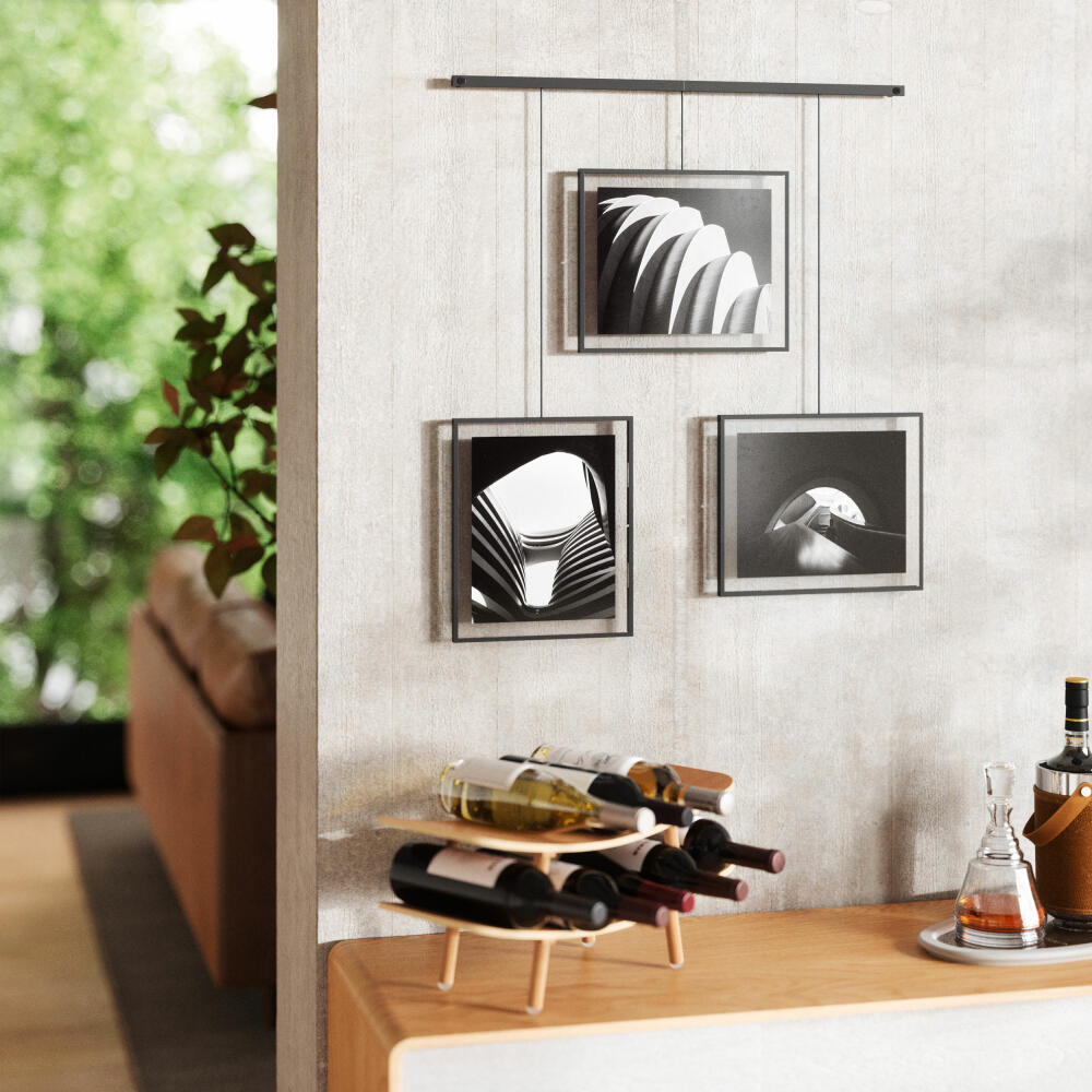 Umbra Foto Collage Bilderrahmen Exhibit 3-tlg., Fotorahmen, Stahl, Glas, Schwarz, für 20 x 25 cm Bilder, 1018090-040