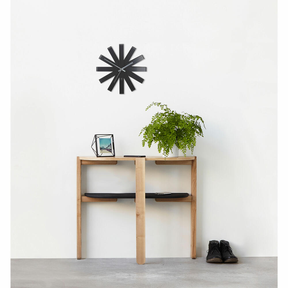 Umbra Ribbon Wall Clock, Wall Clock, Designer Clock, Living Room Clock, Stainless Steel, Black, Ø 30.5 cm, 118070-040