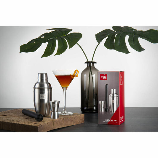 Vacu Vin Cocktail Set Basis, 3-tlg., Shaker, Stößel, Barmessbecher, Doppelmessbecher, 7889362