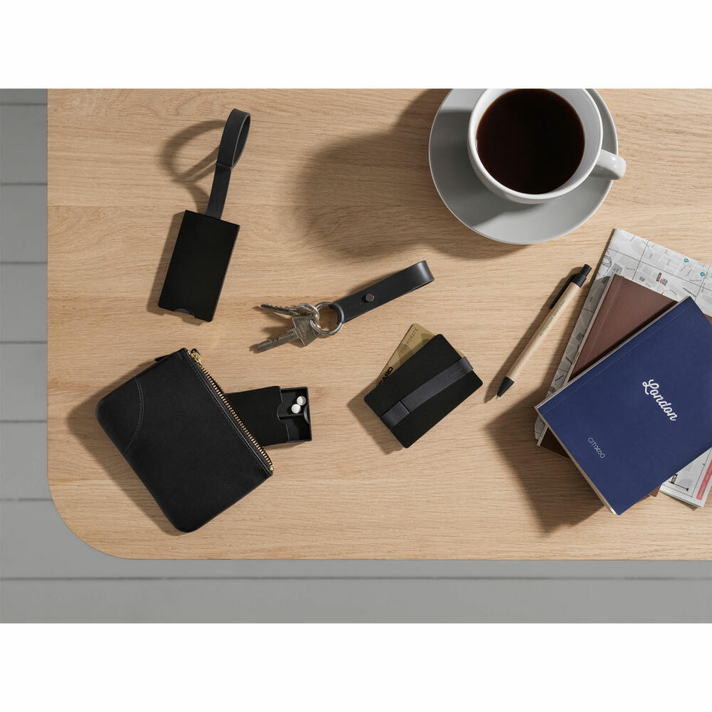 Stelton Companion card holder, card wallet, organizer, aluminum, silicone, black, 9 x 6 cm, 233