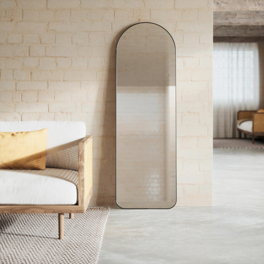 Umbra Hubba Curved Standing Mirror, Mirror, Mirror Glass, Plastic, Titanium, 51 x 158 cm, 1017062-378