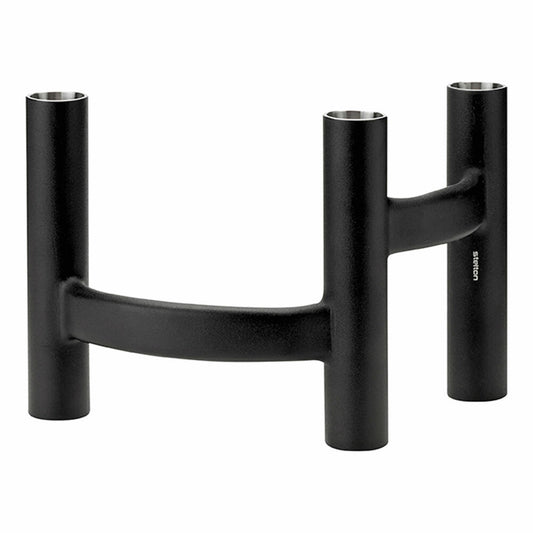 Stelton Ora candlestick three-armed, candlestick, candle holder, stainless steel powder-coated, Black, 110