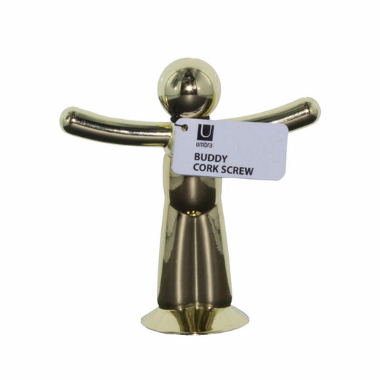 Umbra Buddy Corkscrew, Wine Bottle Opener, Bottle Opener, Wine Accessories, Chrome-Plated Cast Metal, Chrome, Gold, 480323104