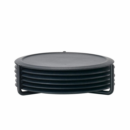 Zone Denmark Glasuntersetzer Singles, mit Halter, Untersetzer, Getränkeuntersetzer, Silikon, Black, 330303