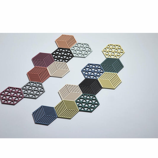 Zone Denmark Untersetzer Hexagon, Glasuntersetzer, Getränkeuntersetzer, Silikon, Black, 330135