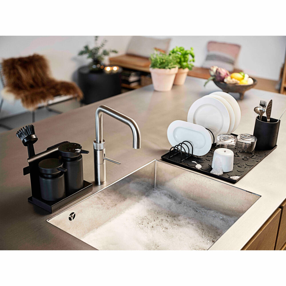 Zone Denmark Abtropfunterlage-Set DIISH, 4-tlg., Geschirrablage, Abtropfmatte, Abtropfgestell, Silikon / Metall, Black, 26658