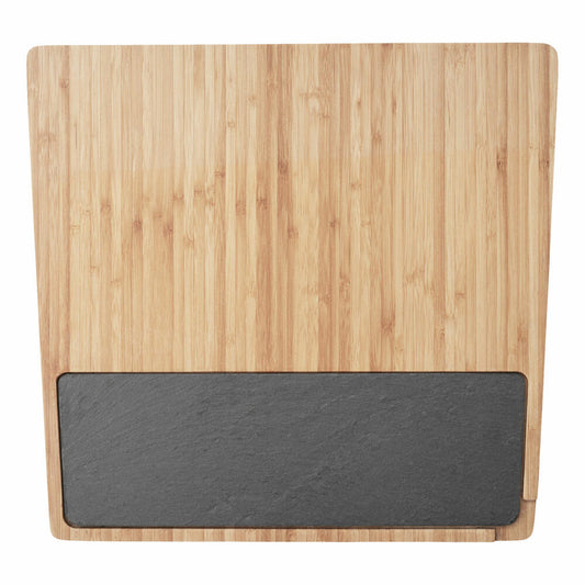 Stelton Twin Servierbrett L, Kellnertablett, Tablett, Holz, Schiefer, Braun, 36 x 34 cm, 441