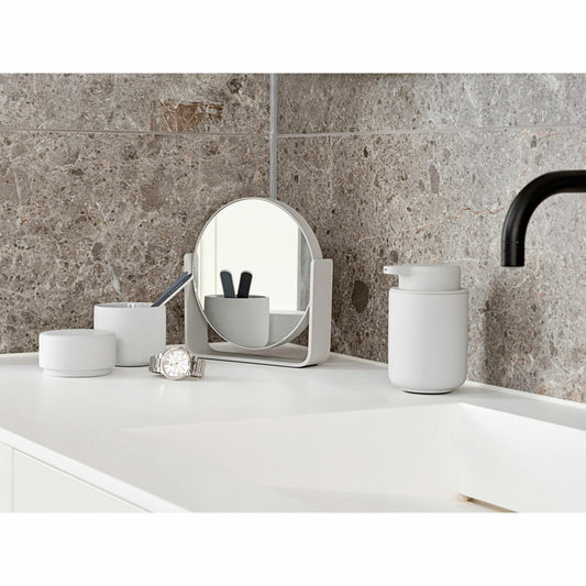Zone Denmark Tischspiegel Ume, Kosmetikspiegel, Spiegel, 5-fach Vergrößerung, Aluminium Lackiert / Glas, Soft Grey, 28225