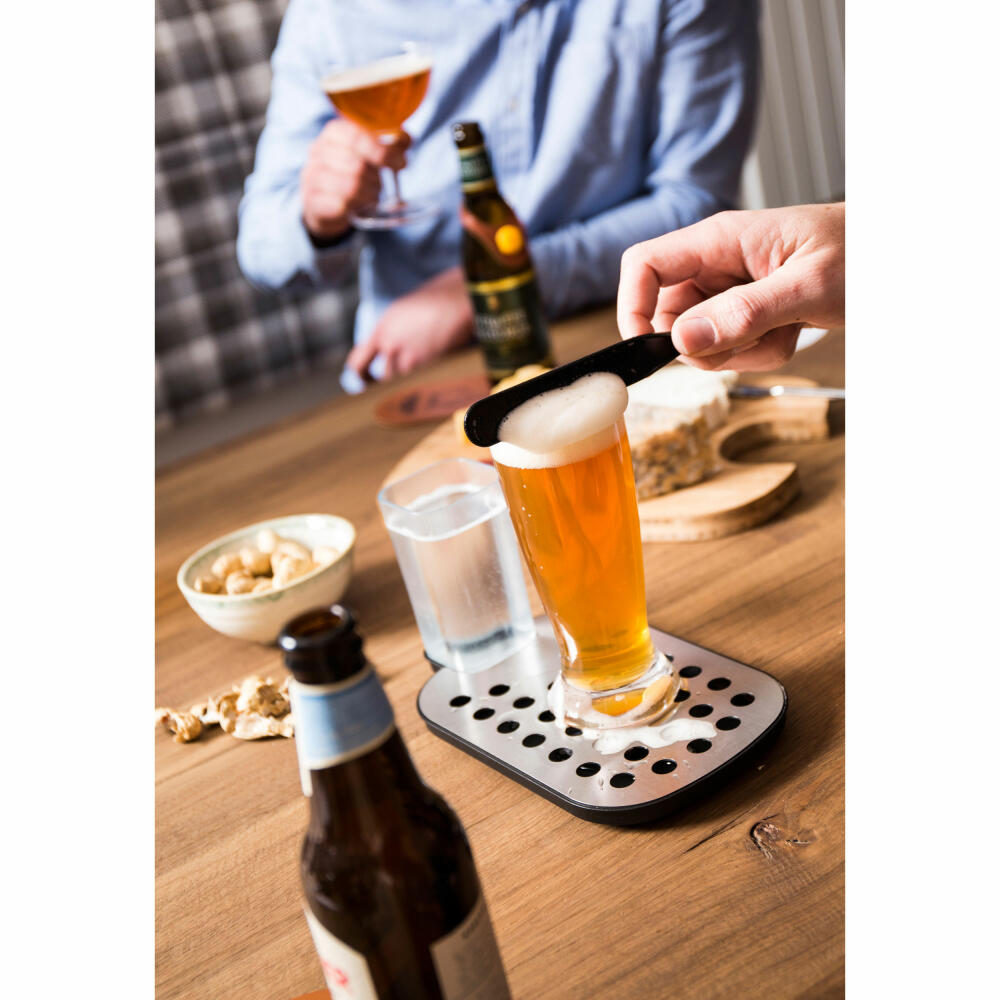 Vacu Vin Hausbar Bierstation, Bier-Ablaufbrett, Getränkeunterlage, mit Bierklinge, Kunststoff, Edelstahl, Grau, 77010606