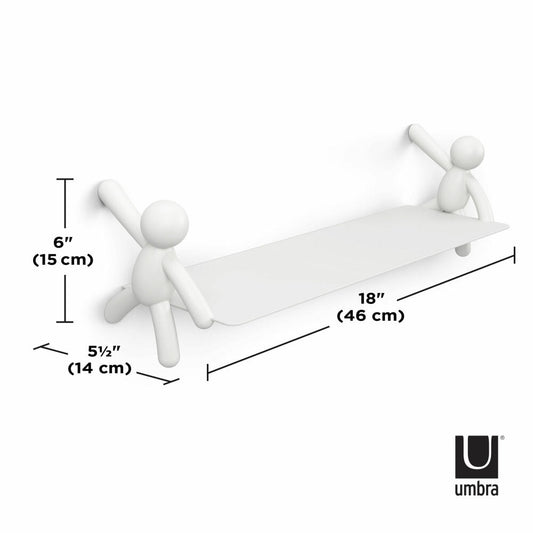 Umbra Buddy wall shelf, floating design, steel, plastic, white, 46 x 14 cm, 1015705-660