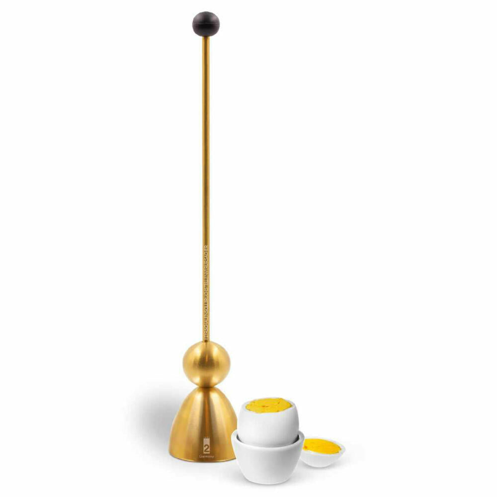 Take2 Clack Golden Edition Eierschalensollbruchstellenverursacher, Eierköpfer, Eieröffner, Eierknacker, Silikonkugel Schwarz, 99073