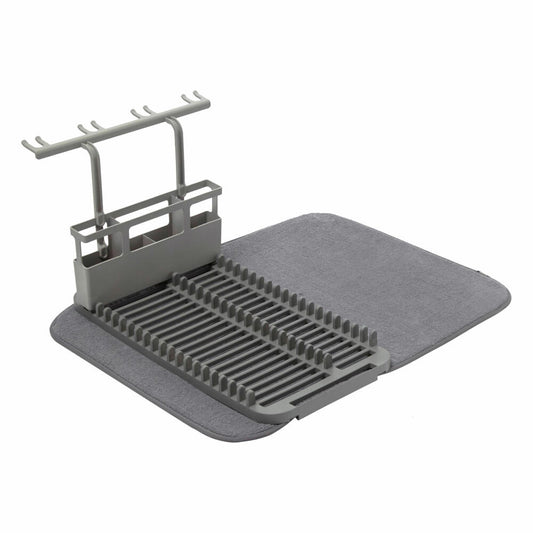 Umbra UDRY Dish Drainer with Mat, Dish Drying Rack, Dish Drainer Mat, Kitchen, Dryer, Living, Home Accessory, Gray, 1011484-149