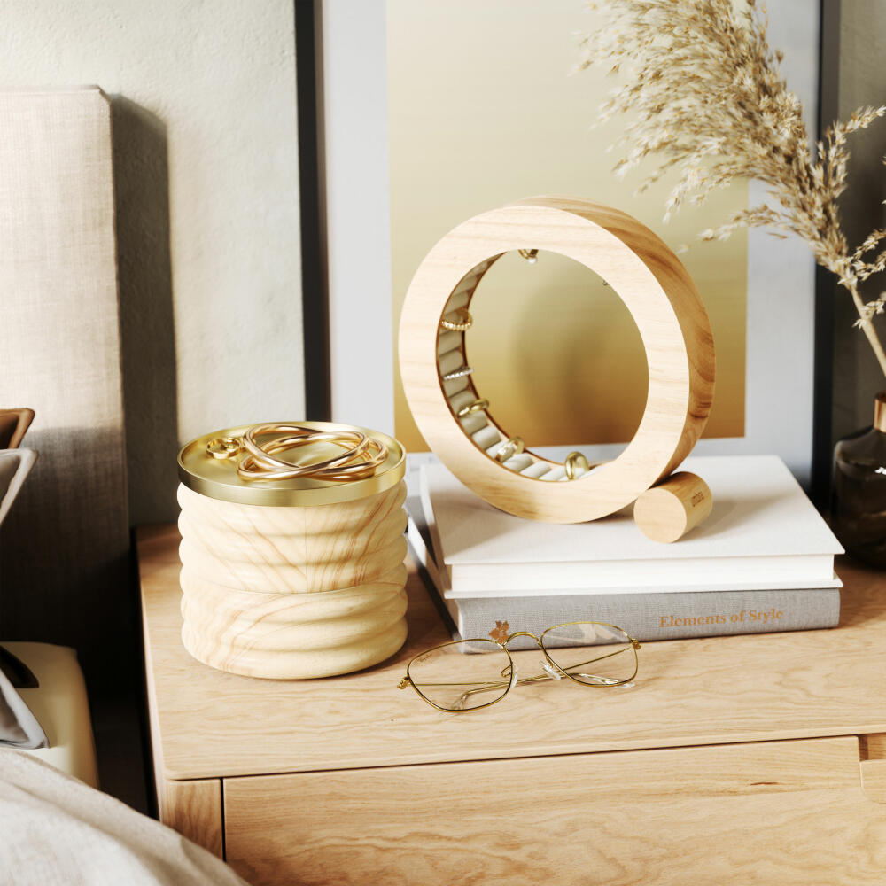 Umbra Tesora jewelry box, stackable storage box, wood, zinc, natural / brass, 13 cm, 1021398-1291