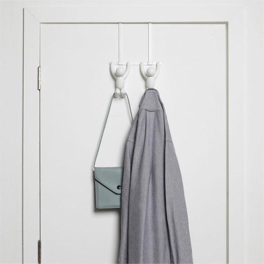 Umbra Buddy Door Coat Rack with Double Hooks, Coat Hooks, Clothes Hooks, Plastic, White, 32 cm, 1004260-660