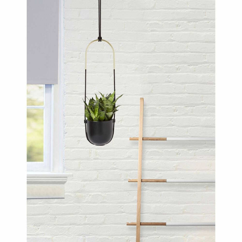 Umbra Bolo Blumenampel für Innen, Zimmerpflanze, Sukkulenten, Keramik / Messing, Schwarz, 109 cm, 1009571-040