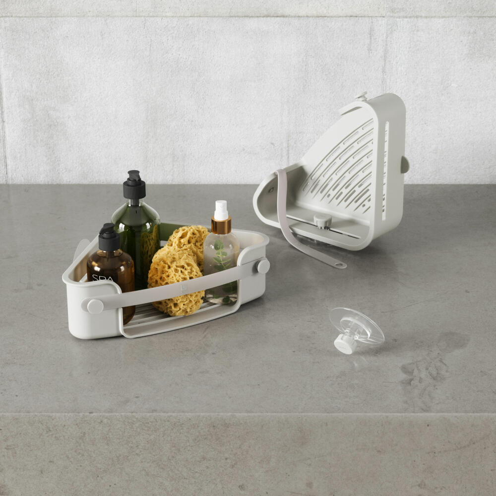 Umbra Eckduschablage Flex zum Kleben, Duschregal, Kunststoff (85% recyceltes ABS), Grau, 32.5 x 19 cm, 1021299-918