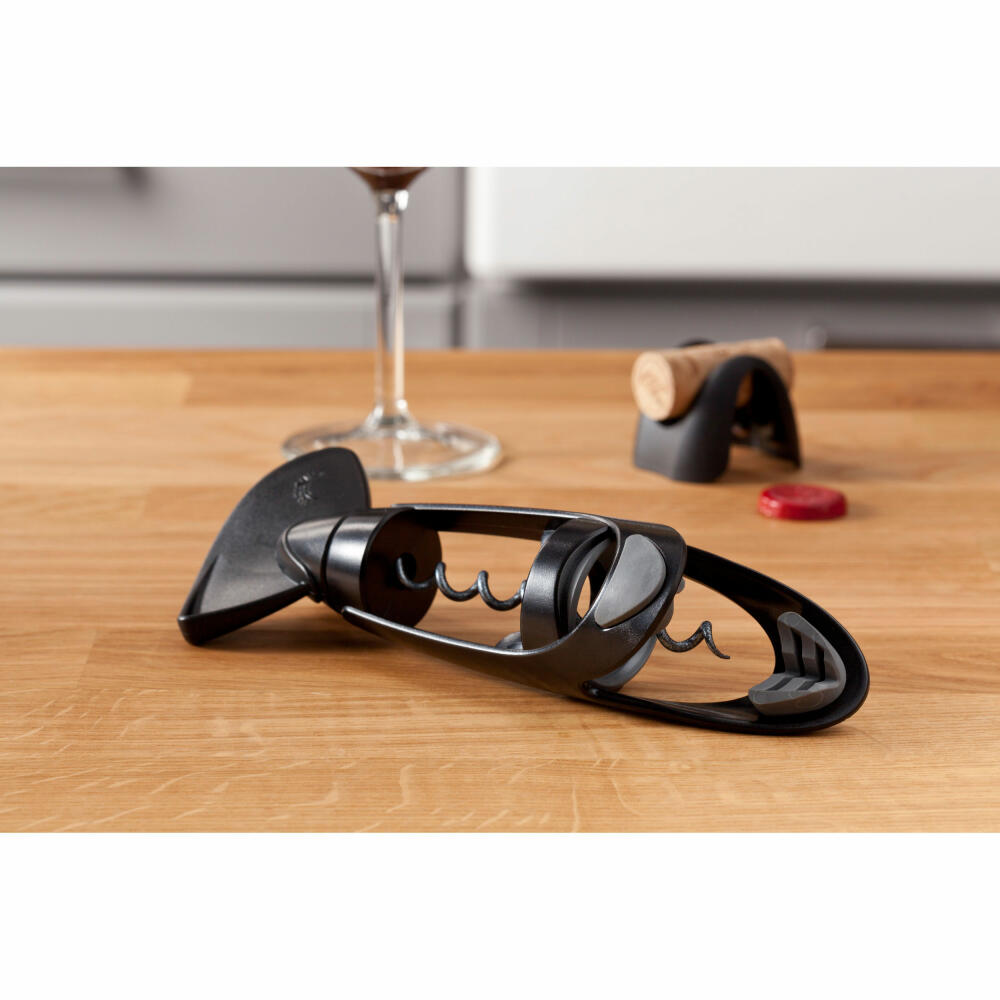 Vacu Vin Korkenzieher Twister, Schraubkorkenzieher, Korkendreher, Flaschenöffner, Kunststoff, Metall, Schwarz, 68814606