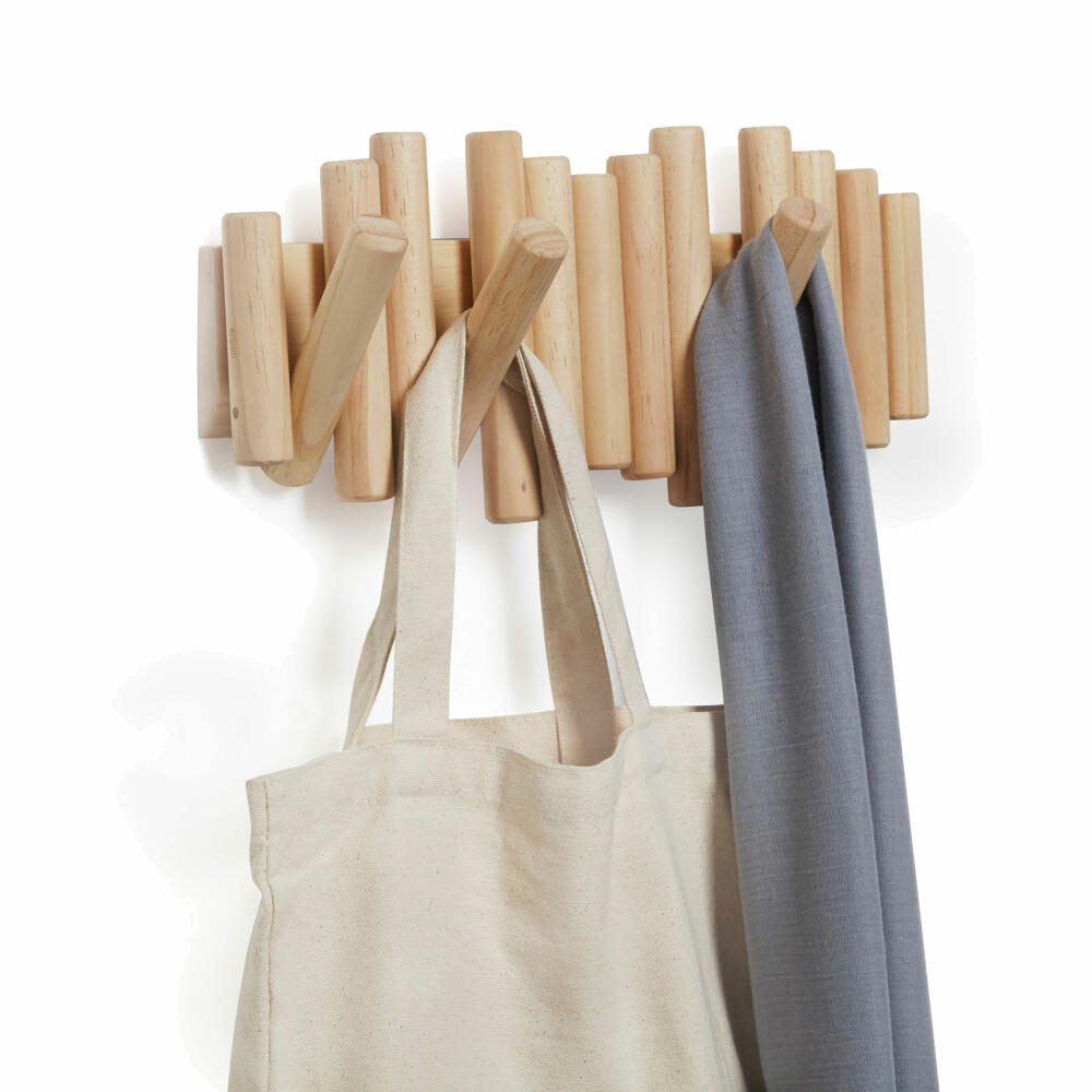 Umbra PICKET RAIL wall hook, wall coat rack, coat rack, hook, coat hook, pinewood, natural, 1011471-390