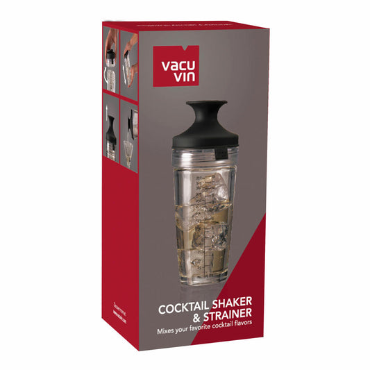 Vacu Vin Cocktail Shaker Popsome, Cocktailmixer, Getränkemixer, Barshaker, Kunststoff, Silikon, Soda Glas, Grau, 7840360