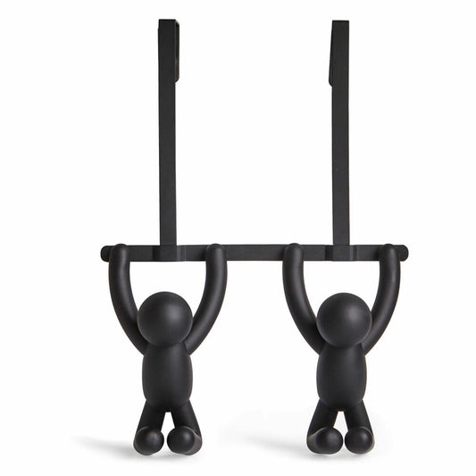 Umbra Buddy Door Coat Rack with Double Hooks, Coat Hooks, Clothes Hooks, Plastic, Black, 32 cm, 1004260-040
