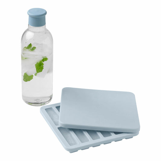 Rig-Tig Ice Cube Box Freeze-It with Lid, Oblong, Ice Cube Mold, Template, Silicone, Plastic, Light Blue, for 12 Cubes, Z00550