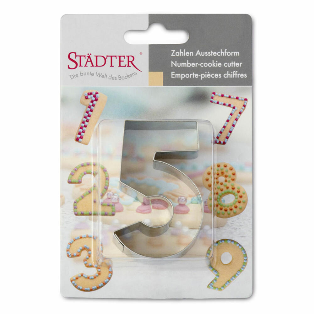 Städter cookie cutter number 5, cookie cutter, cookie mold, biscuit, cookies, stainless steel, 6.5 cm, 113251