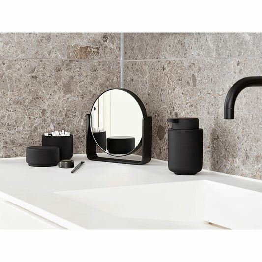 Zone Denmark Tischspiegel Ume, Kosmetikspiegel, Spiegel, 5-fach Vergrößerung, Aluminium Lackiert / Glas, Black, 28222