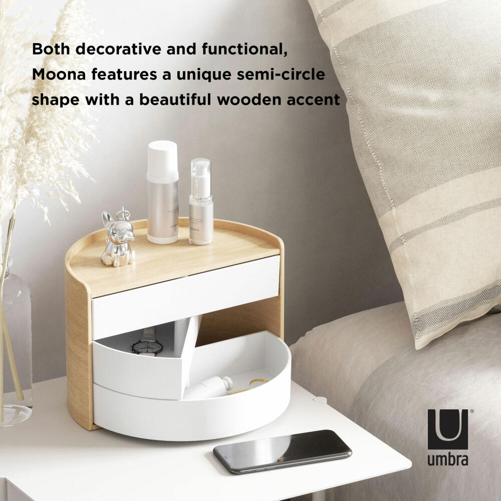 Umbra Schmuckaufbewahrung Moona, Makeup Organizer, Schmuckbehälter, 3-lagig, Weiß, Natur, 1014748-668