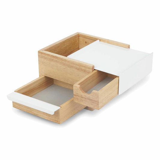Umbra Mini Stowit Jewelry Box, Jewelry Box, Jewelry Compartment, Storage, Wood / Metal, Natural White, 17 cm, 1005314-390