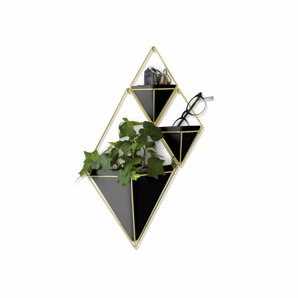 Umbra Trigg Wall Vase, Planter, Flowerpot, Wall Decoration, Decoration, Black/Brass, Ceramic/Metal, Large, 470752-1137