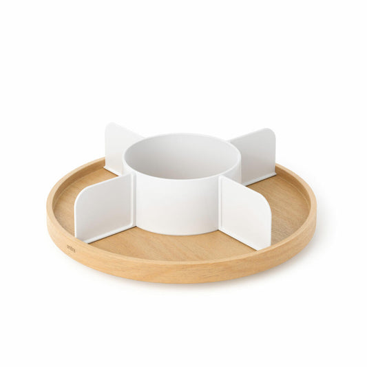 Umbra Organizer Bellwood, Lazy Susan, rotating plate, poplar wood, plastic, white, natural, 30 cm, 1019936-668