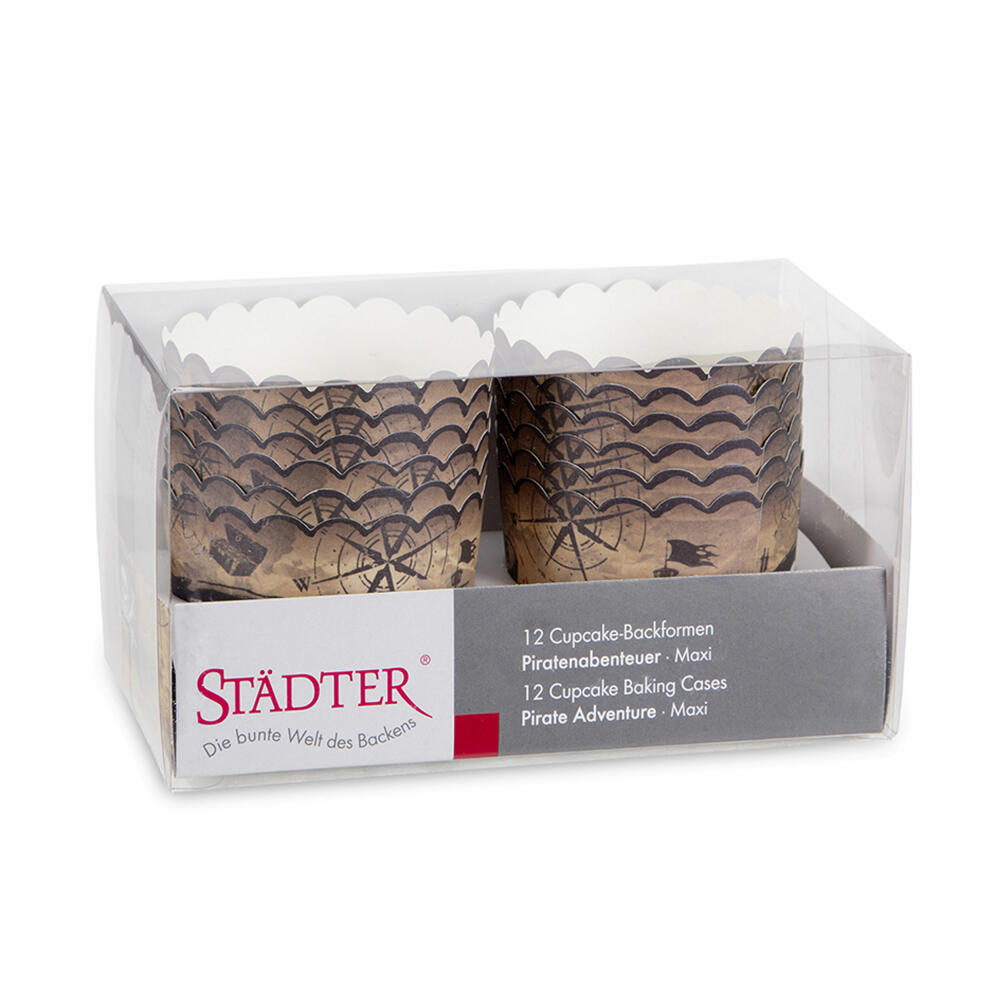 Städter Cupcake Baking Pan Pirate Adventure Maxi, 12 Pieces, Paper Cases, Baking Cups, Paper Baking Cups, Paper, 336476