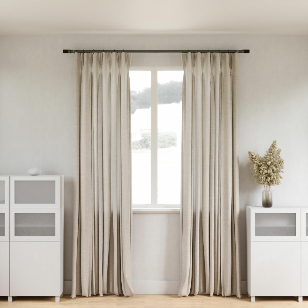 Umbra Telescopic Curtain Rod Blok, Curtain Rod, Steel, Wood, Grey, 183-366 cm, 1015135-296