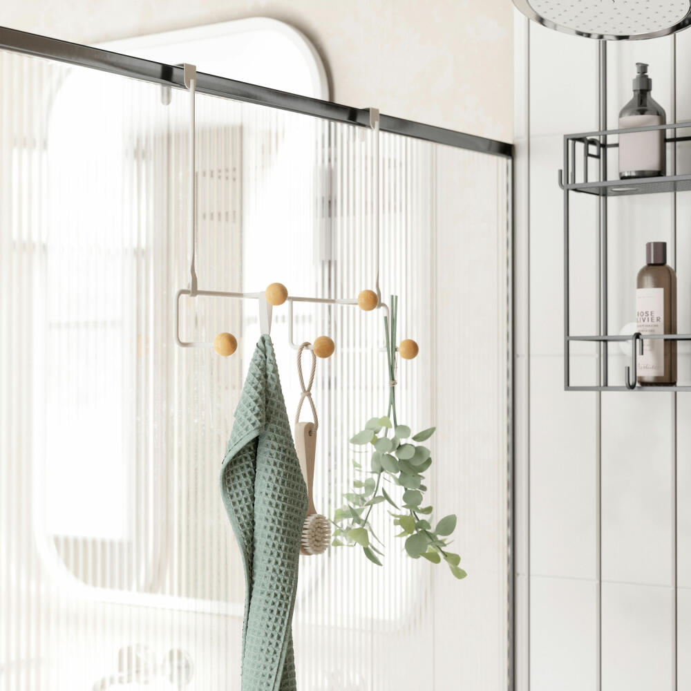 Umbra Estique Door Coat Rack, with 5 Hooks, Hook Rail, Steel, White, 1018825-660