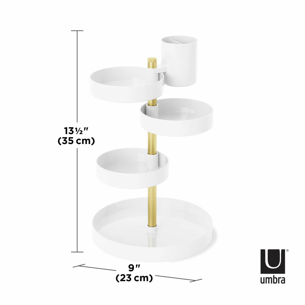 Umbra Cosmetic Organizer Pirouette, Make-Up Stand, Plastic, Steel, White, Brass, 35 cm, 1015097-524