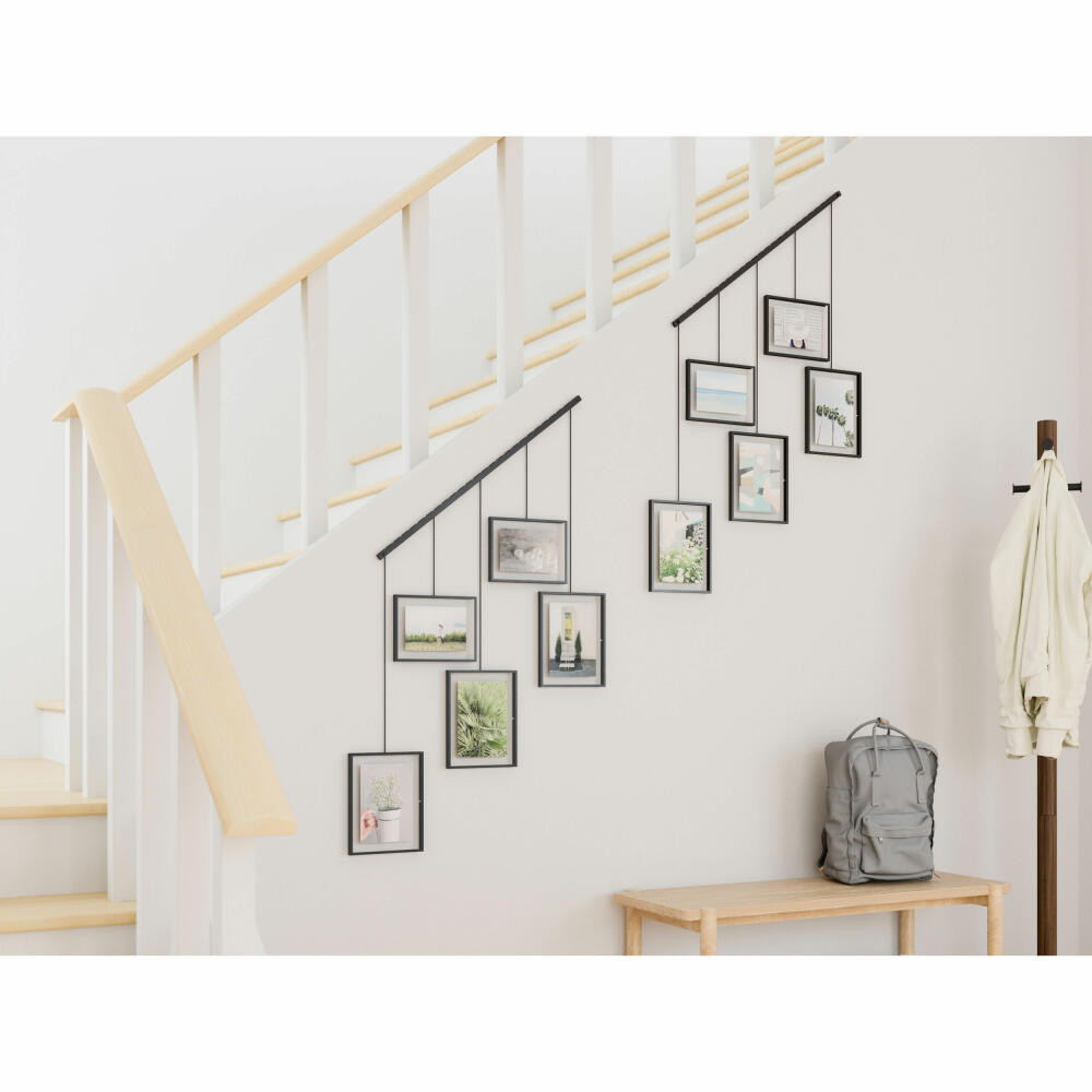 Umbra Exhibit Foto Collage Bilderrahmen, Horizontal, Schräg, Für 5 Fotos, Kunstdrucke, Bilder, Schwarz, Glas, 1013426-040