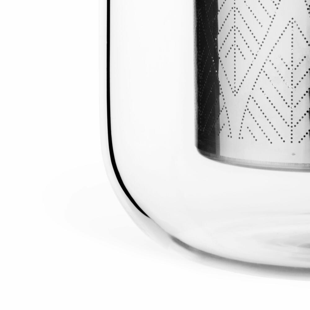 VIVA Minima glass cup Eva, with tea strainer and lid, cup, tea cup, borosilicate glass, grey, 400 ml, V82748